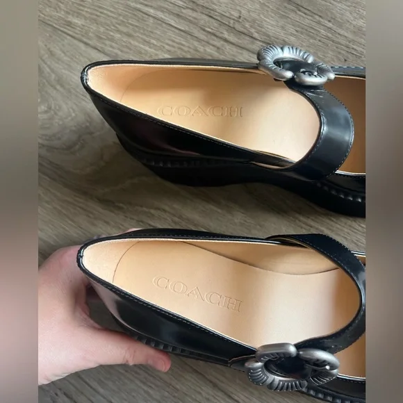 NEW COACH Women's Tea Rose Platform Mary Janes in black size 6 shoes - Picture 4 of 11